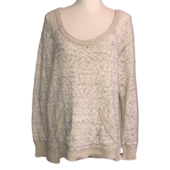 FREE PEOPLE Sweater Womens Oversized XS Beige Grey Moonstone Wool Alpaca - Picture 1 of 13
